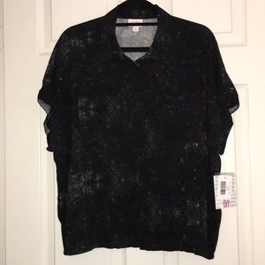 NWT Lularoe Blk Acid Wash Amy Blouse Size Medium